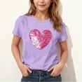 thumbnail image 6 of Miluxas Girls T Shirts Crew Neck Short Sleeve Pink Heart Print Tops Casual Basic Tees Purple 12-13Years, 6 of 6