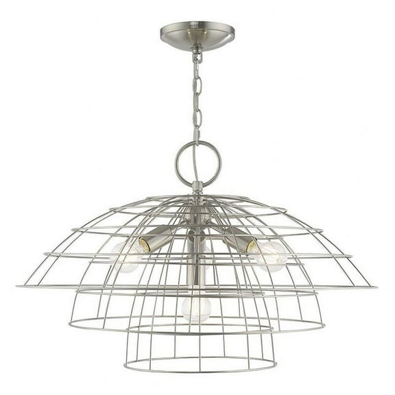 Industrial-Scandinavian Mid Century Modern6 Light Small Chandelier-Brushed Nickel Finish Bailey Street Home 218-Bel-3110254