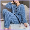 thumbnail image 2 of Large Size Winter Women's Pajamas Warm Home Clothes Sleepwear Ladies Flannel Thick Coral Fleece Cute Set Woman 2 Pieces (E,XL), 2 of 9