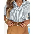 thumbnail image 6 of TODOZO Women's Striped Button Down Shirts Casual Long Sleeve Boyfriend Loose Collared Blouses Tops Button Down Shirts Striped Classic Long Sleeve Collared Office Work Blouses Tops with Pocket, 6 of 9