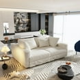 thumbnail image 2 of 102.4 " Modern Sectional Sofa Couch,Convertible Sofa Plush Corduroy 4-Seat Upholstered Sofa with Soft Pillows for Living Room Bedroom,Beige, 2 of 7