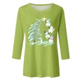 thumbnail image 4 of Women's Christmas Crop Sleeve T Shirt: Snowman Pattern Shirt Merry Christmas T Shirt Christmas Top, 4 of 4