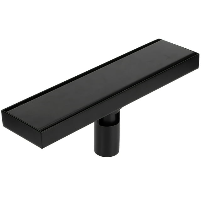 Drenaje de piso de ducha lineal Cuadrado acero inoxidable 304 Drenaje de ducha rectangular lineal Juego de drenaje de piso negro mate para Cocina ba?o sótano EOTVIA NO