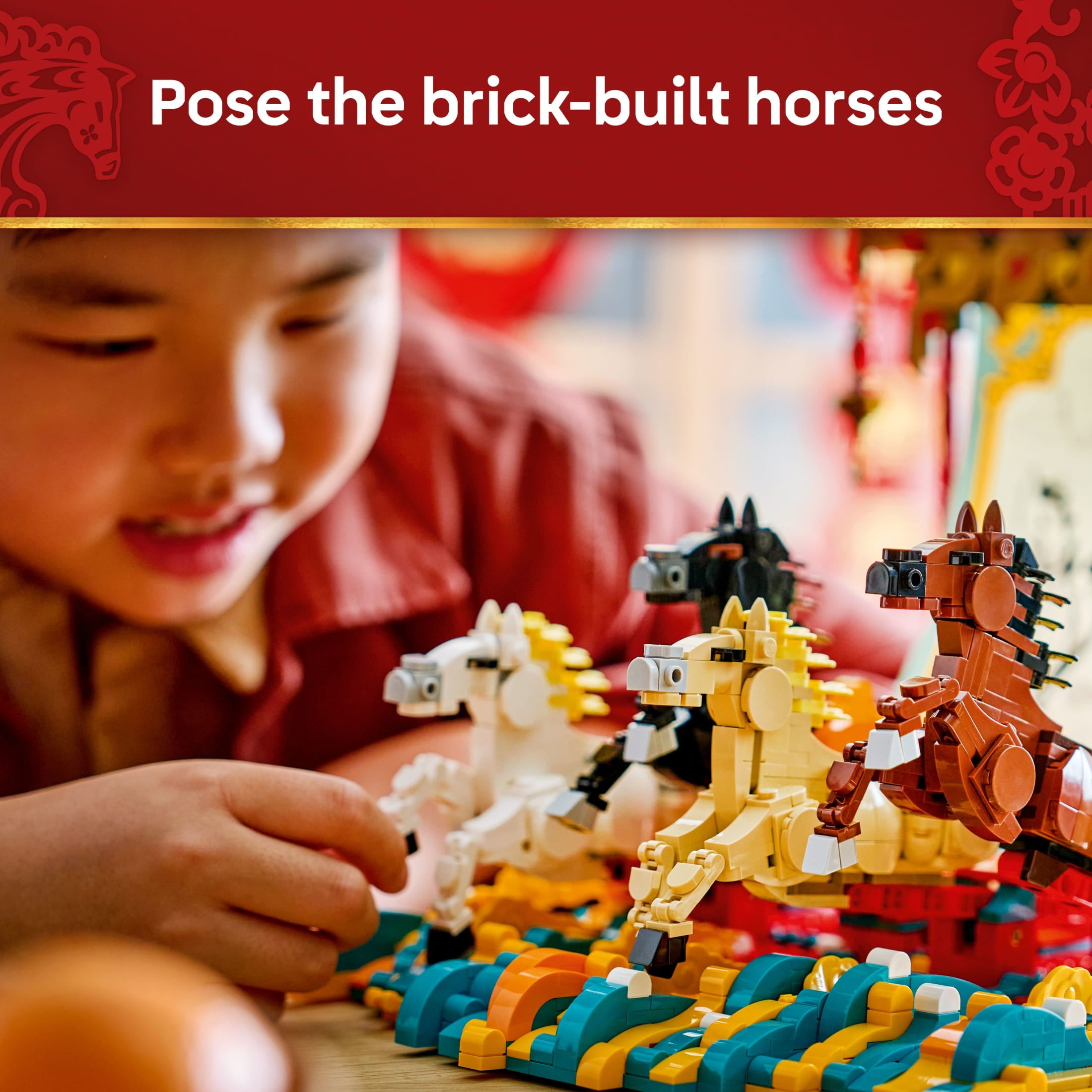 LEGO Spring Festival Galloping Horse Canvas Kids Building Toy -  Year of the Horse Toy for Girls & Boys, Ages 10+ - Buildable Chinese New Year Decoration - Gift Idea for Birthdays & Families - 80119