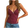 thumbnail image 5 of idosla Women's Polka Dot Cami Y2k Lace Trim V Neck Spaghetti Strap Cute Bow Camisole Trendy Going Out Tank Top (Wine, M), 5 of 7