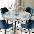 thumbnail image 5 of Elastic Fitted Round Tablecloth, Blue Coastal Starfish Waterproof Stretch Table Cover for 55"-60" Tables, Summer Eucalyptus Leaves Washable Outdoor Tablecloths for Patio, Picnic, Camping, 5 of 9
