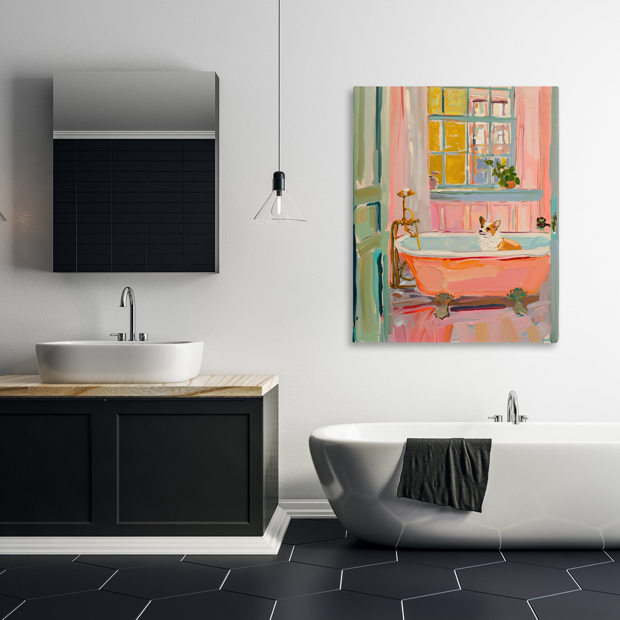 Stupell Industries Corgi in Bathtub Canvas Wall Art, design by The Prints Vibe