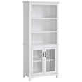 thumbnail image 3 of HOMCOM 71" Bookcase Storage Hutch Cabinet with Adjustable Shelves and Glass Doors for Home Office, Kitchen, Living Room, White, 3 of 10
