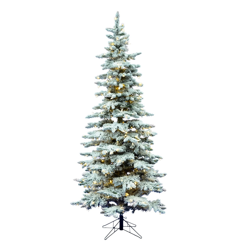Vickerman 75 Flocked Utica Fir Slim Artificial Christmas Tree With