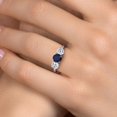 thumbnail image 4 of Gem Stone King 925 Sterling Silver Blue Sapphire and White Topaz Engagement Ring for Women | 2.30 Cttw | Round 6MM | Gemstone September Birthstone | Size 8, 4 of 6