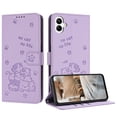 thumbnail image 2 of Wallet Case for Samsung Galaxy A06,Women Flip Magnetic Folio PU Leather Protective Case Wrist Strap Card Slots Holder Purse Emboss Cute Puppy Stand Case for Samsung Galaxy A06,Purple, 2 of 9