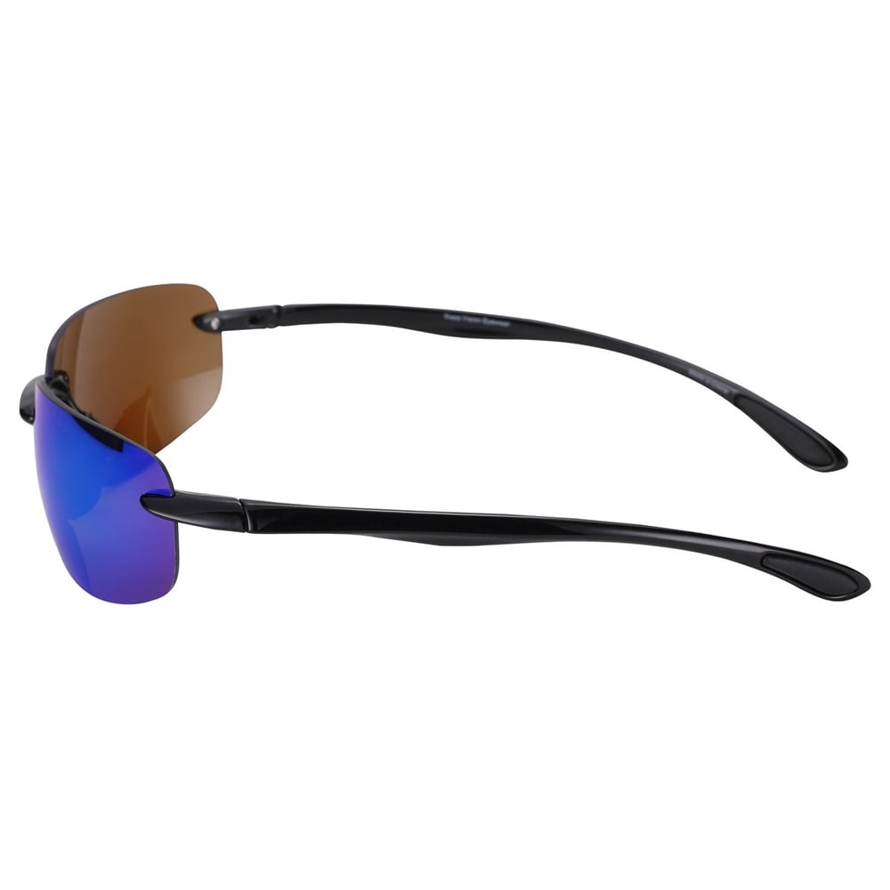"The Influencer" 2 Pair of Sport Wrap Bifocal Sunglasses for Men and Women - Black/Open Road Blue (Polarized) - 1.00