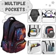 thumbnail image 7 of FKELYI Fire Wolf Print School Backpack for Kids 17 Inch Schoolbag with Multi-Pockets Primary School Bookbag Casual Daypack Lightweight Travel Bag for Boys Girls, 7 of 7