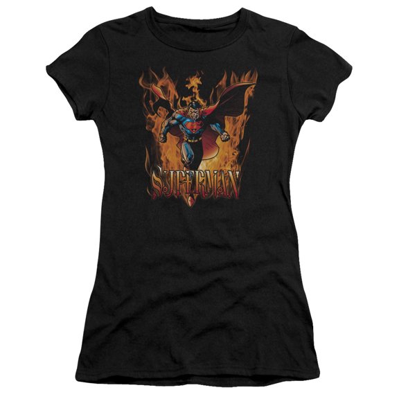 Superman Through The Fire Junior Women's T-Shirt Sheer Black