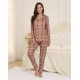 thumbnail image 2 of Aiyino Women's Soft Plaid Pajamas Long-Sleeve Button Front Shirt and Pant Pajama Set with Pockets, 2 of 6