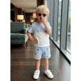 thumbnail image 4 of BemeyourBBs Toddler Baby Boys Summer Clothes Infant Baby Boy Crayfish Crab Outfits Jacquard Patchwork Short Sleeve T-Shirts and Lobster Crab Embroidery Elastic Waist Pockets Shorts Set, 4 of 9
