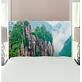 thumbnail image 1 of Mountain Headboard, Majestic Slim Mountains Rocks in Clouds South Chinese Nature, Upholstered Decorative Metal Bed Headboard with Memory Foam, Twin Size, Green Brown White, by Ambesonne, 1 of 4