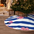 thumbnail image 4 of Salouo Pink Flamingo Christmas Tree Skirt 30" Farmhouse Christmas Decorations Snowman Xmas Tree Skirt Tree Mat for Holiday Party Decor, 4 of 8
