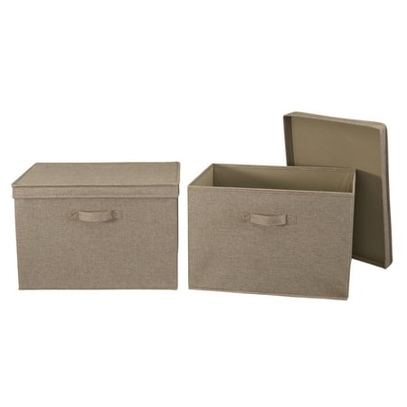 UPC: 0040071204822 | Household Essentials Wide KD Storage Box With Lid  15” x 19” x 12”  Durable Canvas Sides With Cardboard Reinforcement for Added Sturdiness  Includes Handle for Easy Access  Latte (Set of 2)