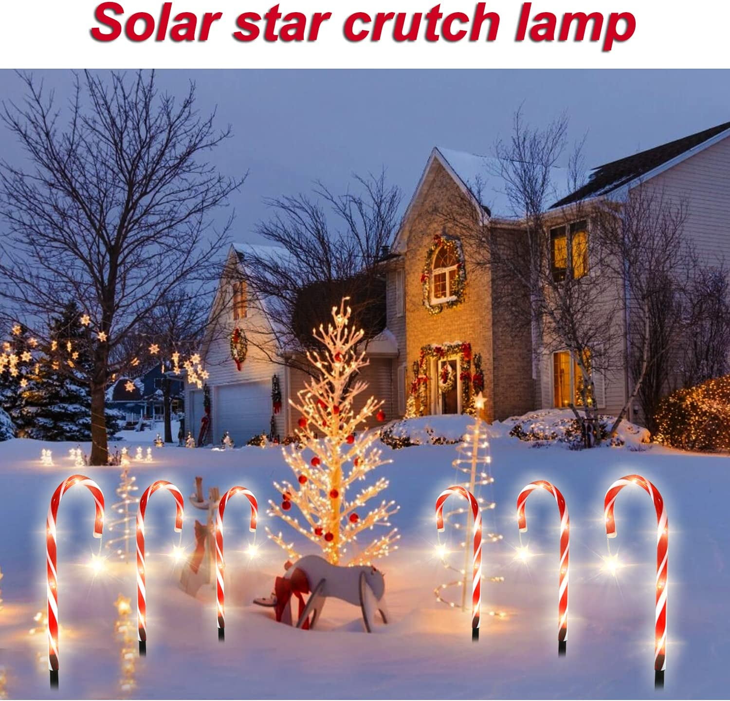 COCOBELA 19" Christmas Candy Cane Lights, 8 Packs Christmas Pathway Marker Candy 8 Modes Solar Lights Walkway Outdoor Markers with Stakes for Garden Patio Christmas Decorations