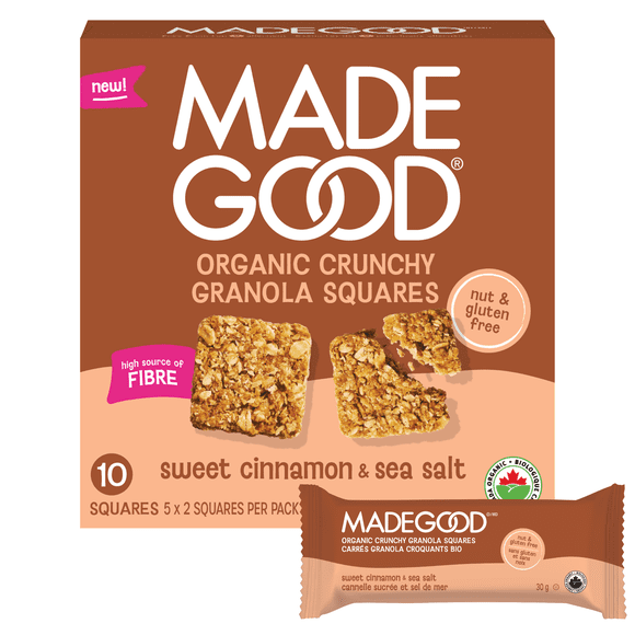 MadeGood Organic Crunchy Granola Squares Sweet Cinnamon & Sea Salt 5 bars