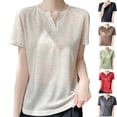 thumbnail image 6 of Inleife Womens Casual Tops Fashion Ladies Summer Short Sleeve V-Neck Comfy Solid Regular Tops Gray XL, 6 of 6