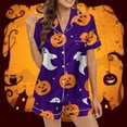 thumbnail image 2 of Pajama Sets for Women 2 Piece Comfortable Graphic Printed Satin Button Short Sleeve Top & Shorts Pajamas for Women, 2 of 5