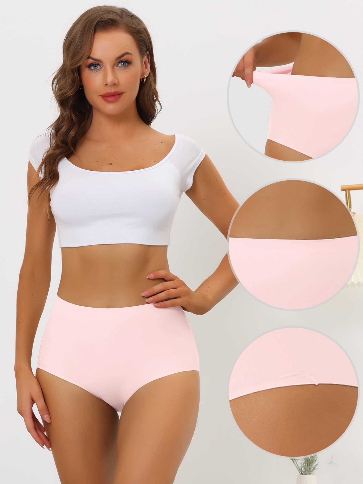 DARING DIVA Women's High-Waist Invisibles Underwear Breathable Panties XL Pink