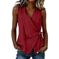 thumbnail image 2 of Otntypg Women’s Wrap V Neck Tank Top Dressy Summer Sleeveless Side Bowknot Tie Tunic Blouse Lightweight Loose Fit Casual Beach Vacation Tees Blouse, 2 of 7