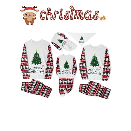 

Pudcoco Family Christmas Pajamas Matching Sets Christmas Tree Xmas Holiday Sleepwear Jammies Long Sleeve PJs Outfits