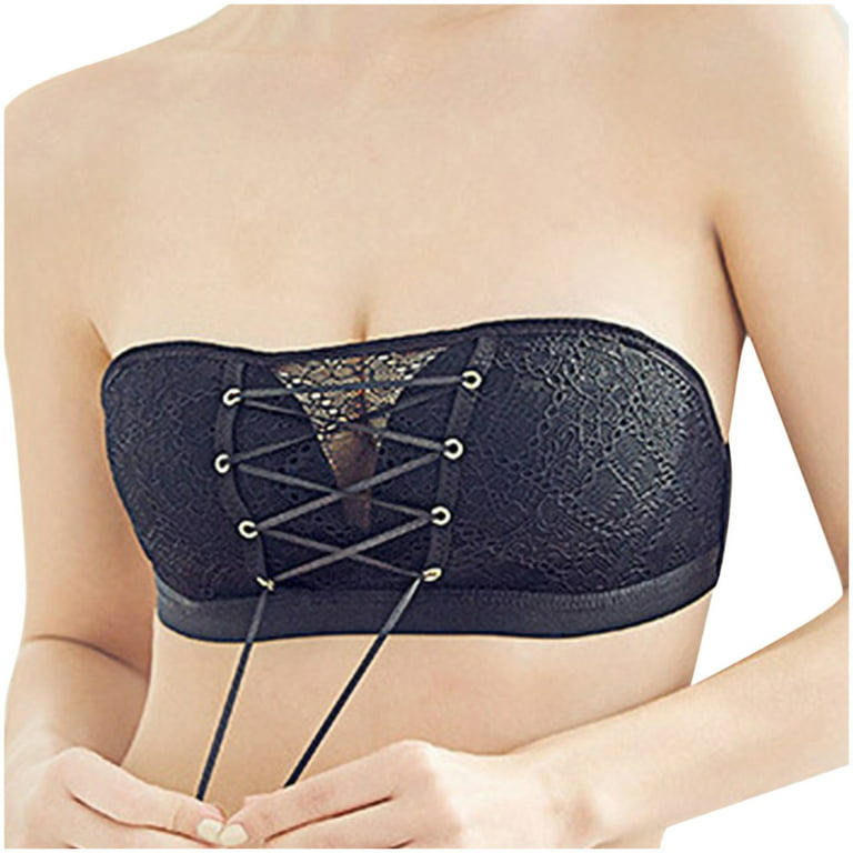 VerPetridure Push Up Bras for Women Women's Removable Shoulder Everyday  Strapless Drawstring Bandeau Underwear Bras 