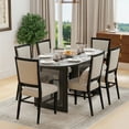 thumbnail image 2 of 67"x33.5"x30" Modern Wood Oval Dining Table,Tabacco Oak,Dining Room&Kitchen,Black, 2 of 6