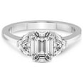 thumbnail image 3 of 4 Carat IGI Certified Emerald Shape Lab Grown Diamond Engagement Ring | 14K White Gold |Antonia Three Stone Half Moonset Diamond Ring | FG-VS1-VS2 Quality Friendly Diamonds, 3 of 5