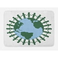 thumbnail image 1 of Earth Day Bath Mat, United Holding Hands Surrounding Planet Earth, Plush Bathroom Decor Mat with Non Slip Backing, 29.5" X 17.5", Sky Blue Green, by Ambesonne, 1 of 2