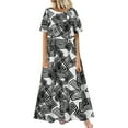 thumbnail image 1 of Robe Mode Femme Col Rond Manches Courtes Ample Mi-Mollet Robe Longue, 1 of 8