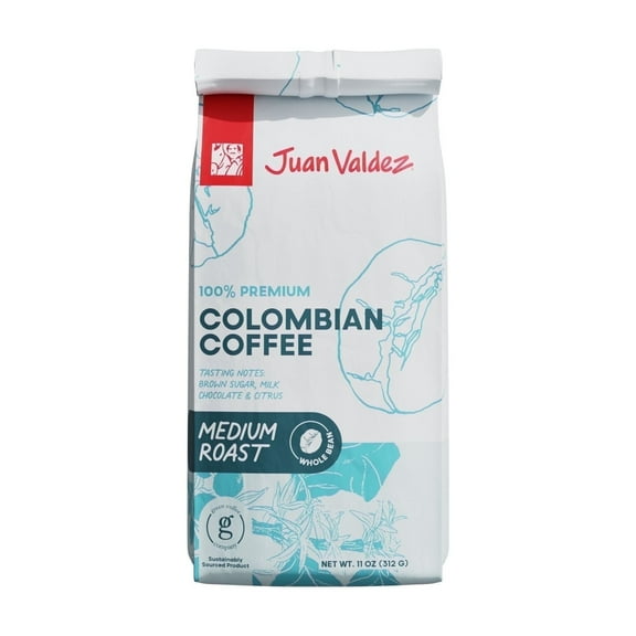 Juan Valdez Medium Roast Whole Bean Coffee | 11oz Bag | Premium Colombian Coffee