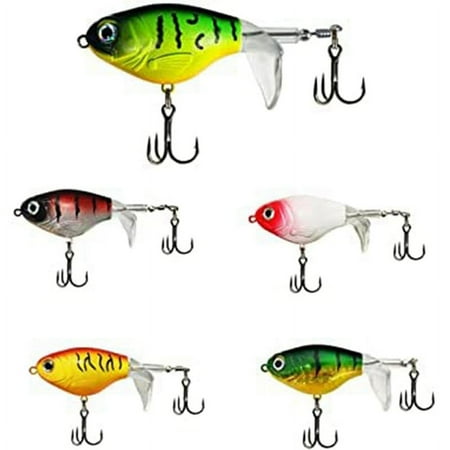 Fishing Lures Set Topwater Baits with Floating Tractor Rotating Tail Propeller Box Artificial Hard Lure 5Pc