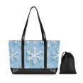 thumbnail image 7 of FORMRS Canvas Laptop Tote Bag for Women with 15.6" Computer Compartments Shoulder Handbag, Blue Snowflake, 7 of 7