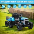 thumbnail image 2 of Powered Ride on Toy Tractor, 24V Kids Ride on Car with Remote Control, Electric Vehicles for Kids Toddlers 3-6 Years with 3 Speeds, Bluetooth, Music Player, LED Light, Rear Wheel Suspension, Blue, 2 of 9