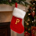 thumbnail image 5 of Personalized Red Christmas Stocking with Gold Letter Accent, Plush Trim Christmas Tree Decor for Cozy Holiday Decorations in Living Spaces, Festive Christmas Gift and Party Decor,, 5 of 7