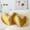 thumbnail image 2 of Sunlit Heart Shaped Pillow, Set of 2, Heart Decorative Throw Pillows, Velvet Love Pillows Cute Pillow 20 & 16 Inches, Valentines Day Decorations, Wedding Decor, Golden, 2 of 8