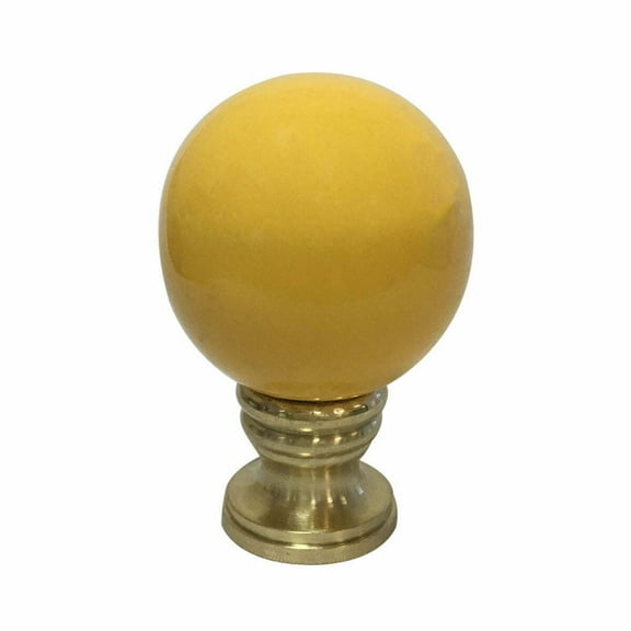 Royal Designs, Inc. Ceramic Sphere Mustard Yellow Lamp Finial, F-5056YL-1, Yellow, Single
