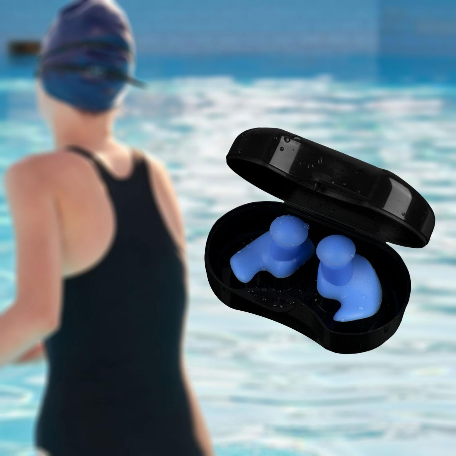 DYNWAVECA Swimming Earplugs Ear Protection Waterproof for Sleep and Swimmers Reusable Silicone Ear Plugs Earbuds for Bathing Snorkeling Blue