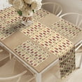 thumbnail image 2 of Ambesonne Abstract Table Runner & Placemats, Intricate and Rectangular, Placemat 4 pcs + Runner 14"x90", Dark Salmon Pale Yellow, 2 of 2