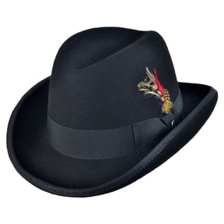 Coach dark gray black wool nylon trilby fedora hat S Herringbone Wool Trilby Fedora Hat – Village Hat Shop main image 4