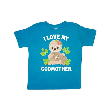 

Inktastic Cute Sloth I Love My Godmother with Green Leaves Gift Toddler Boy or Toddler Girl T-Shirt
