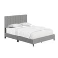 thumbnail image 2 of Leah Linen Panel Upholstered Platform Bed Frame, Grey, Queen, 2 of 5