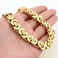 thumbnail image 5 of QQTDFG Fashion Women Men Chain Flat Byzantine Stainless Steel Bracelet Bangle 8.66"11mm-default, 5 of 6