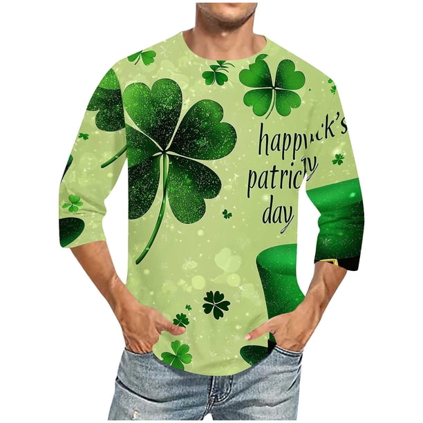Blusas y camisas de manga corta y cuello redondo para hombre. Blusas casuales de manga 3/4 con cuello redondo y estampado a la moda para hombre. Blusas de poliéster para tiempo libre.