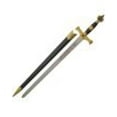 thumbnail image 3 of Star of David Sword – 22" Stainless Steel Blade, Black & Gold Handle, Mirror Finish with Floral Etched Design – Decorative & Collectible Sword with Scabbard, 3 of 4